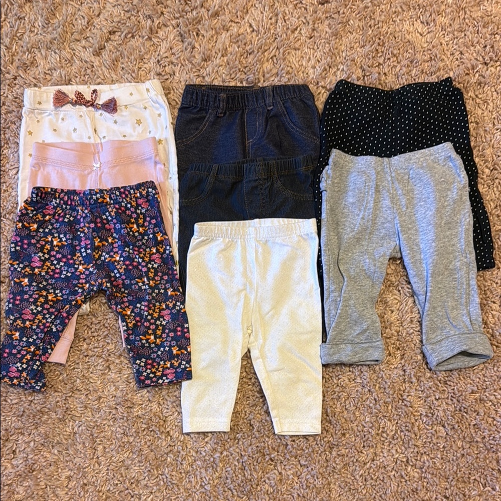 Baby girl leggings, all size 6 months